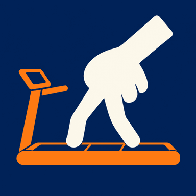 Fingers running on a miniature treadmill