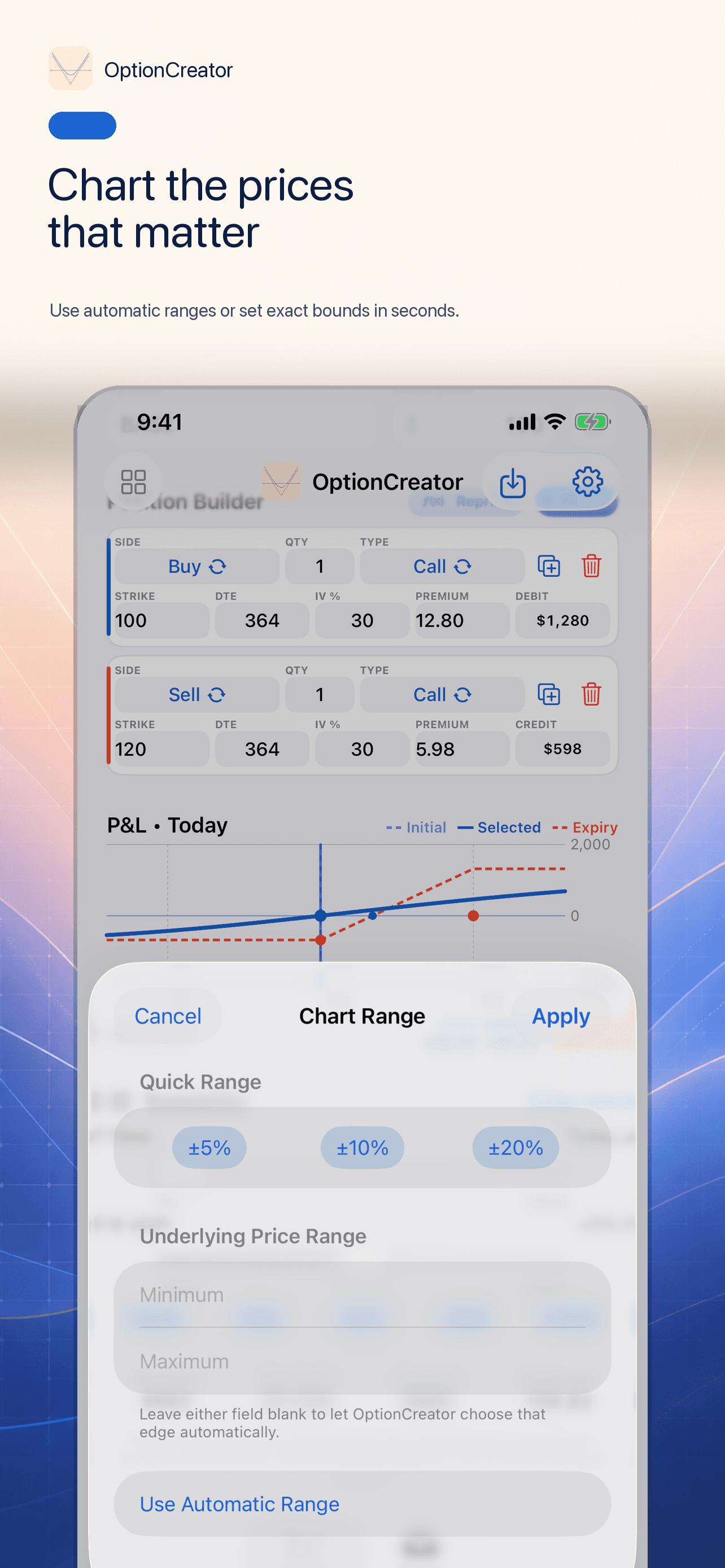 Focus the chart in OptionCreator.