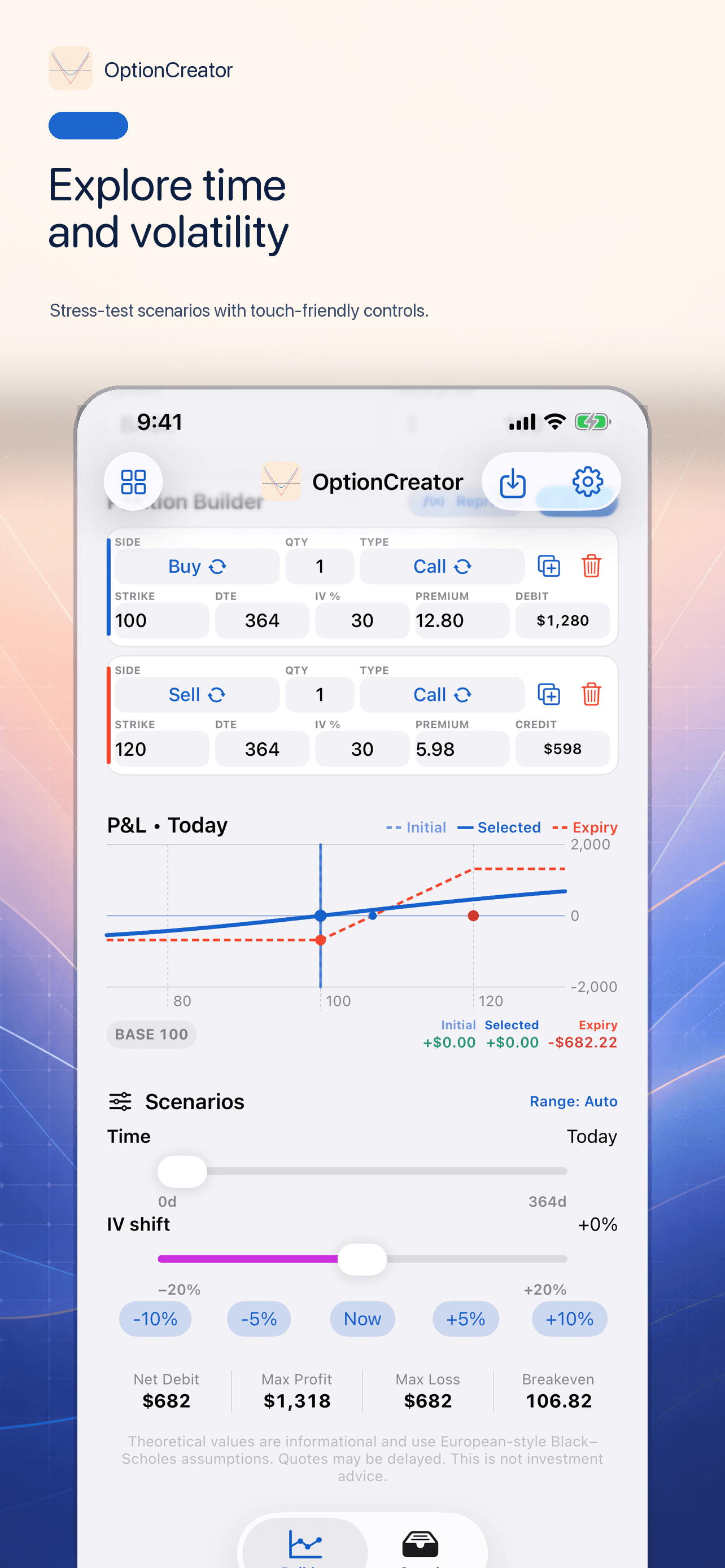 Explore scenarios in OptionCreator.