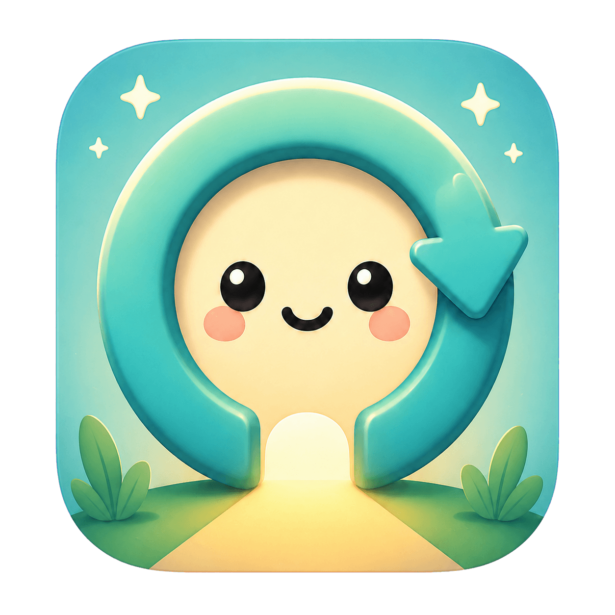 A gentle loop character resting in a calm scene