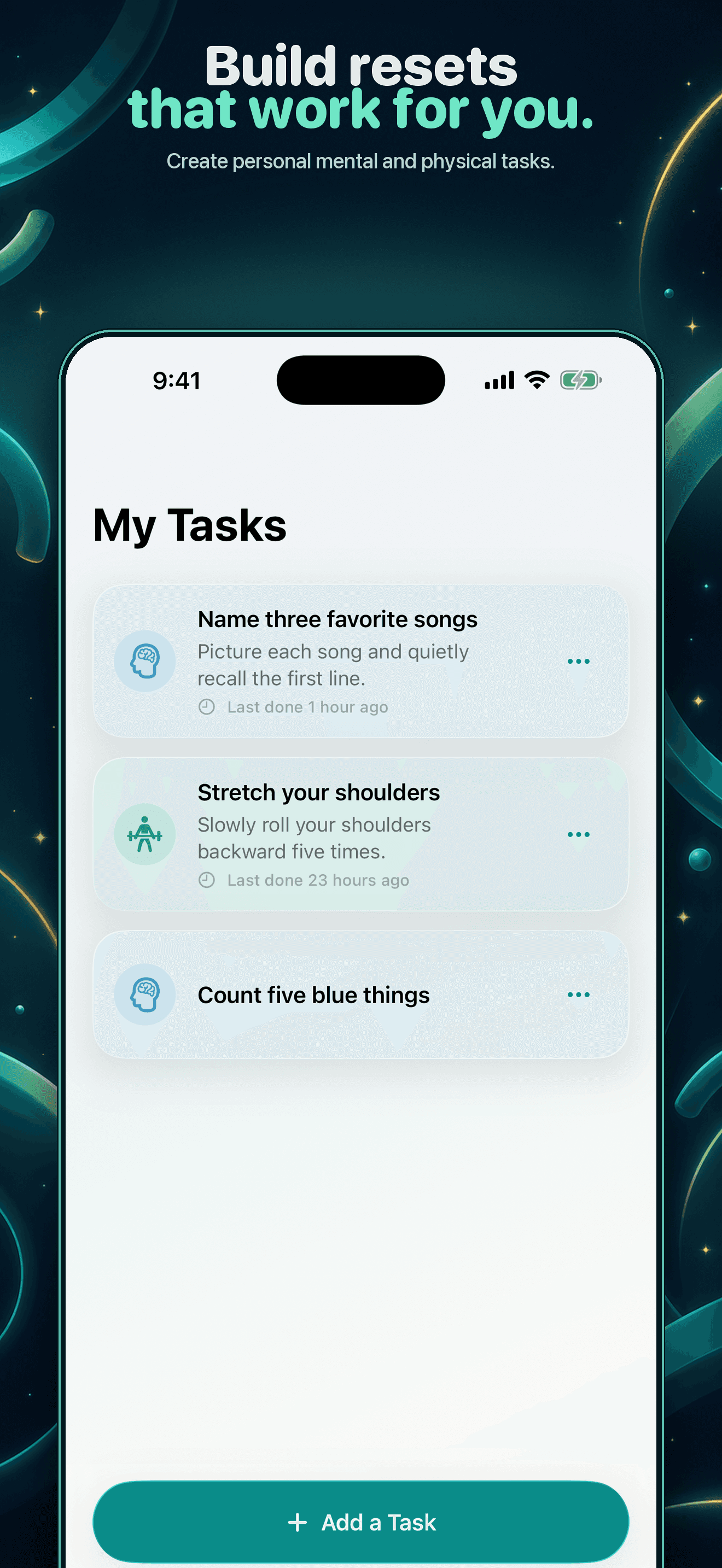 Loop Pause custom mental and physical task list